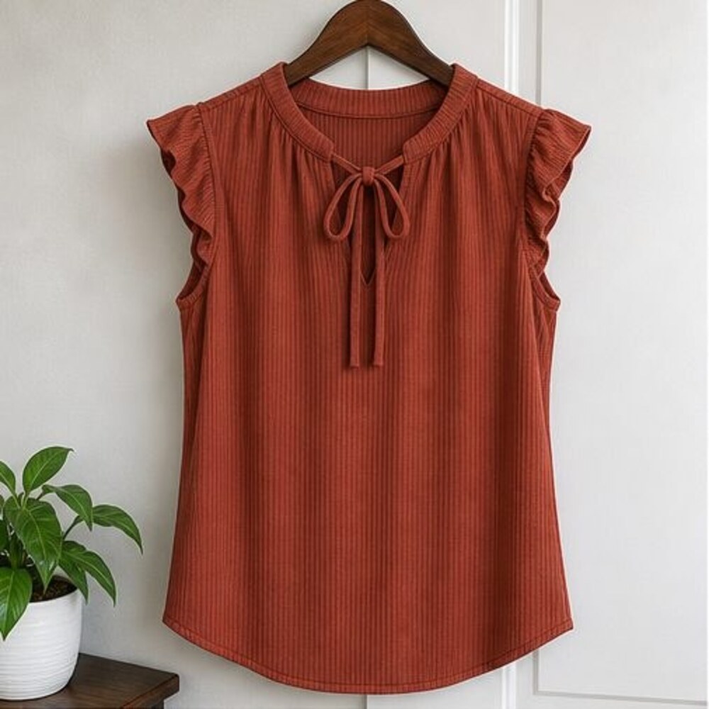 Rust Puff Sleeve Top